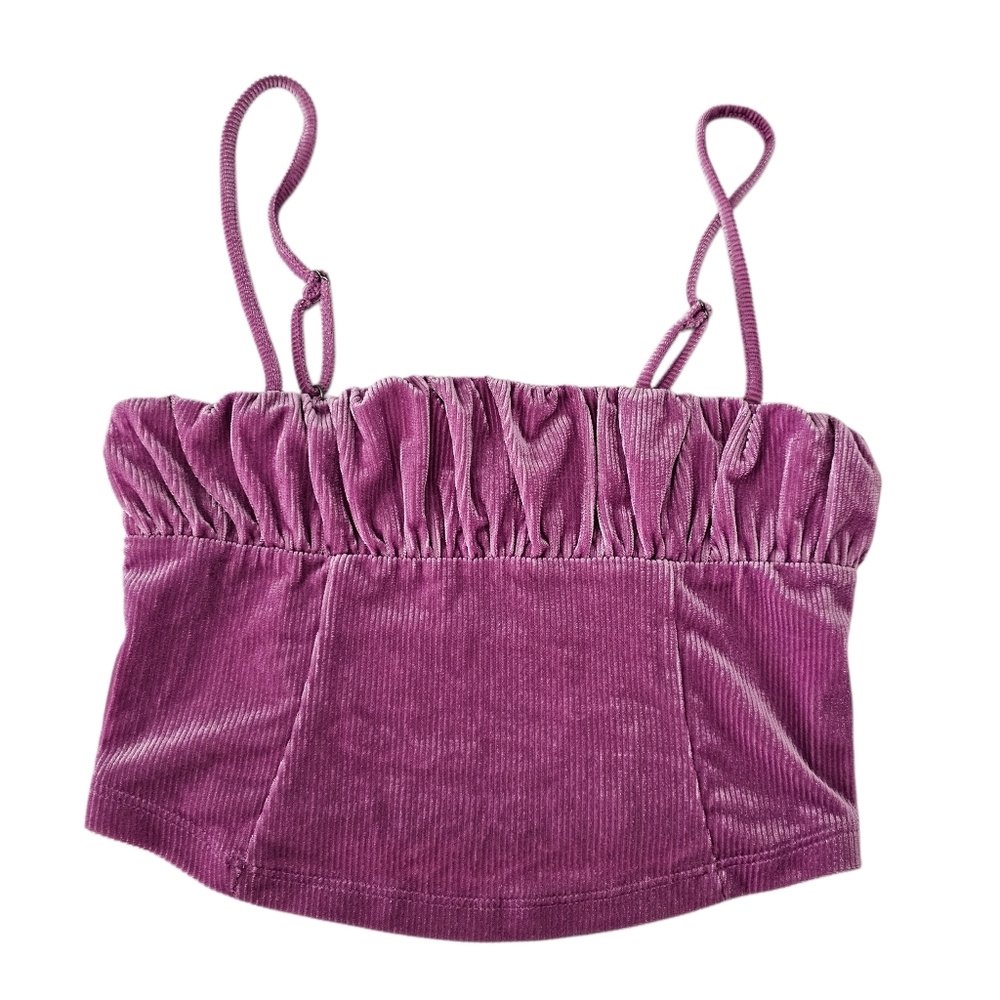 Urban Outfitters Purple Velvet‎ Crop Top Medium Milkmaid Babydoll